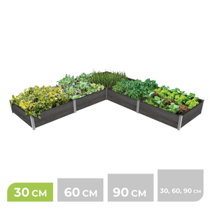 5-Modul Hochbeet ErnteMAXX 75 als Ecke (groß) aus WPC – in 4 Höhen verfügbar
