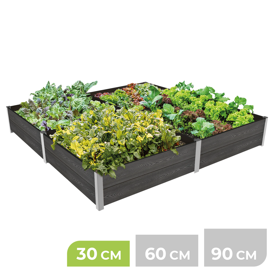 4-Modul Hochbeet ErnteMAXX 75 im Quadrat aus WPC – in 3 Höhen verfügbar