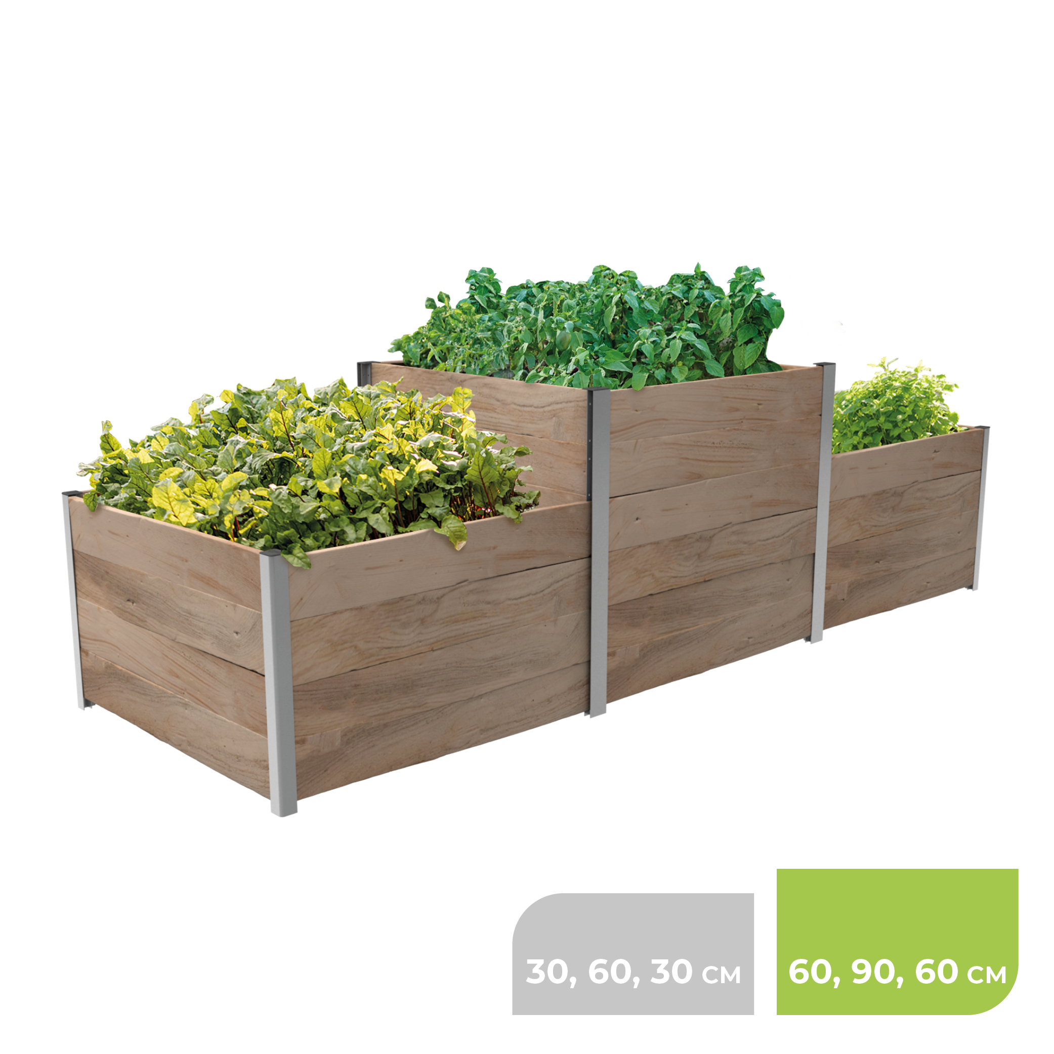 BioGreen Modulares Hochbeet-System ErnteMAXX Siegerpodest 3 Quadratmeter 60 und 90 cm Höhe