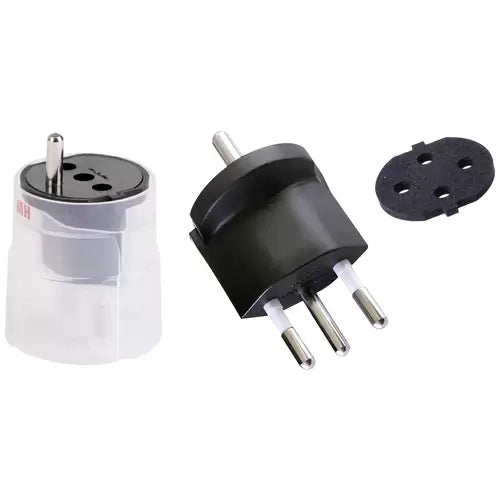 Fixed adapter type 12 protective contact 3-pin black with seal / cannot be removed / plug type: type 12 / socket type: protective contact / including foam rubber.