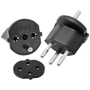 Adaptateur fixe type 12 contact de protection 3 broches noir avec joint / non amovible / type de fiche : type 12 / type de prise : contact de protection / avec caoutchouc mousse.