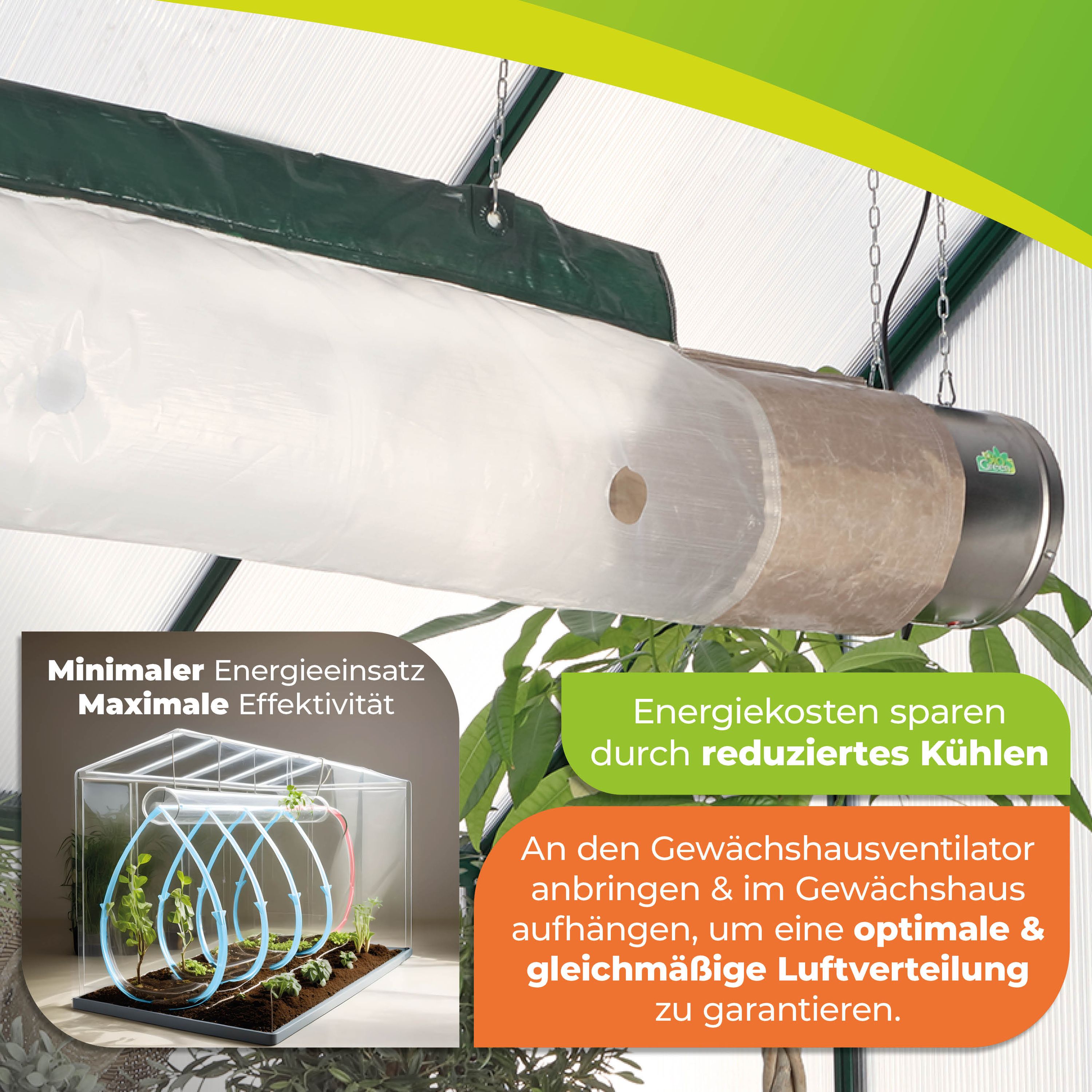 Arizona Ventilator inkl. Energiesparschlauch, 460 m³/h, 230 V