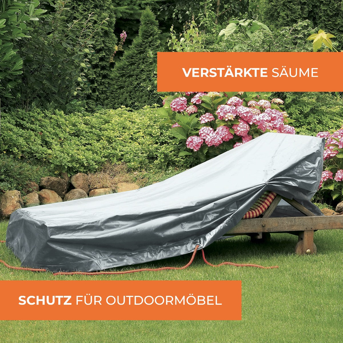 Rainexo Abdeckhaube für Gartenliege mit verstärkten Säumen - silbergrau