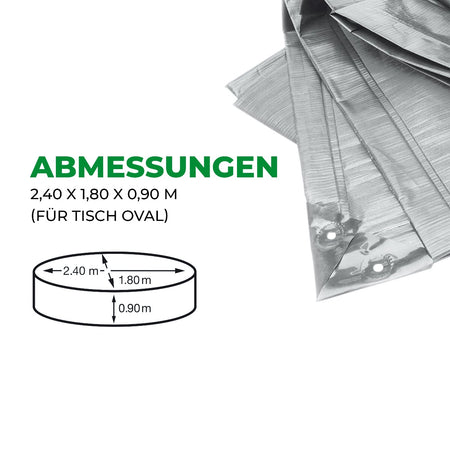 Rainexo Gartentisch-Schutzhülle - silbergrau - oval - Maße