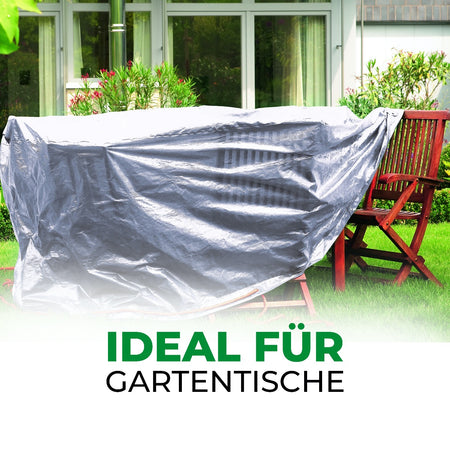Rainexo Gartentisch-Schutzhülle - silbergrau - oval - Milieubild