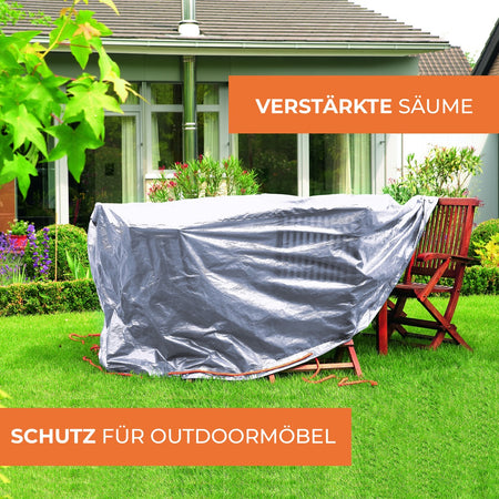 Rainexo Gartentisch-Schutzhülle mit verstärkten Säumen - silbergrau - oval