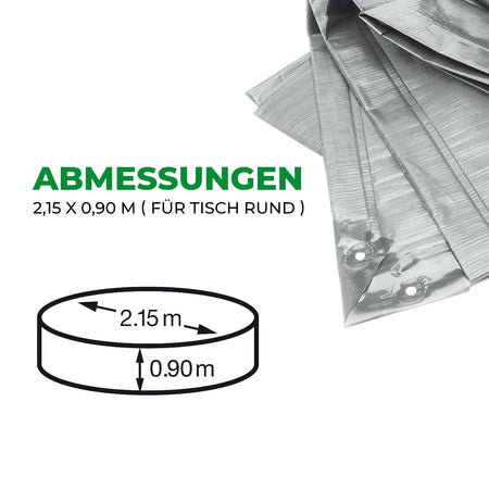 Rainexo Gartentisch-Schutzhülle für runde Tische - silbergrau - Maße