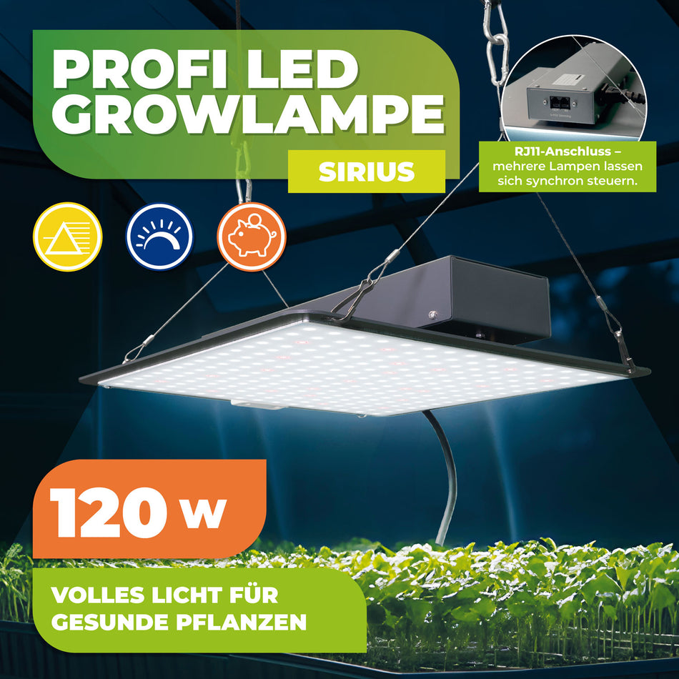 LED Vollspektrum Pflanzenleuchte "SIRIUS" 120 W, dimmbar, mit Schaltzeituhr - Grow light