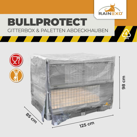 Abdeckhaube für Gitterbox mit Reißverschluss Transparent 120g/m² 125x85x98cm - BioGreen GmbH