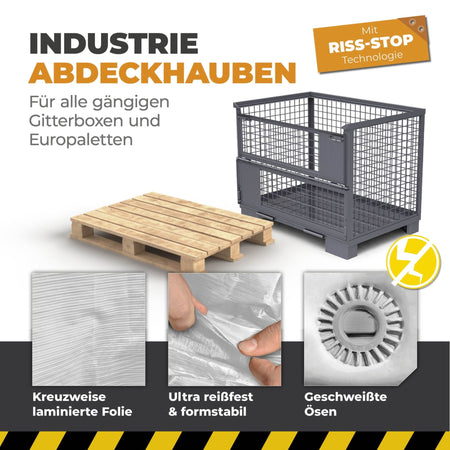 Abdeckhaube für Gitterbox mit Reißverschluss Transparent 120g/m² 125x85x98cm - BioGreen GmbH