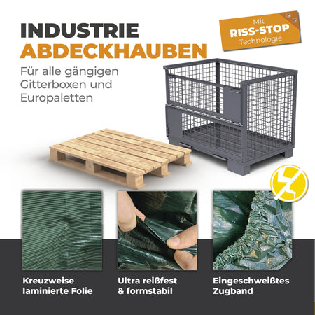 Abdeckplane für Palettenrahmen in Grün 120g/m² 125x85x30cm - BioGreen GmbH