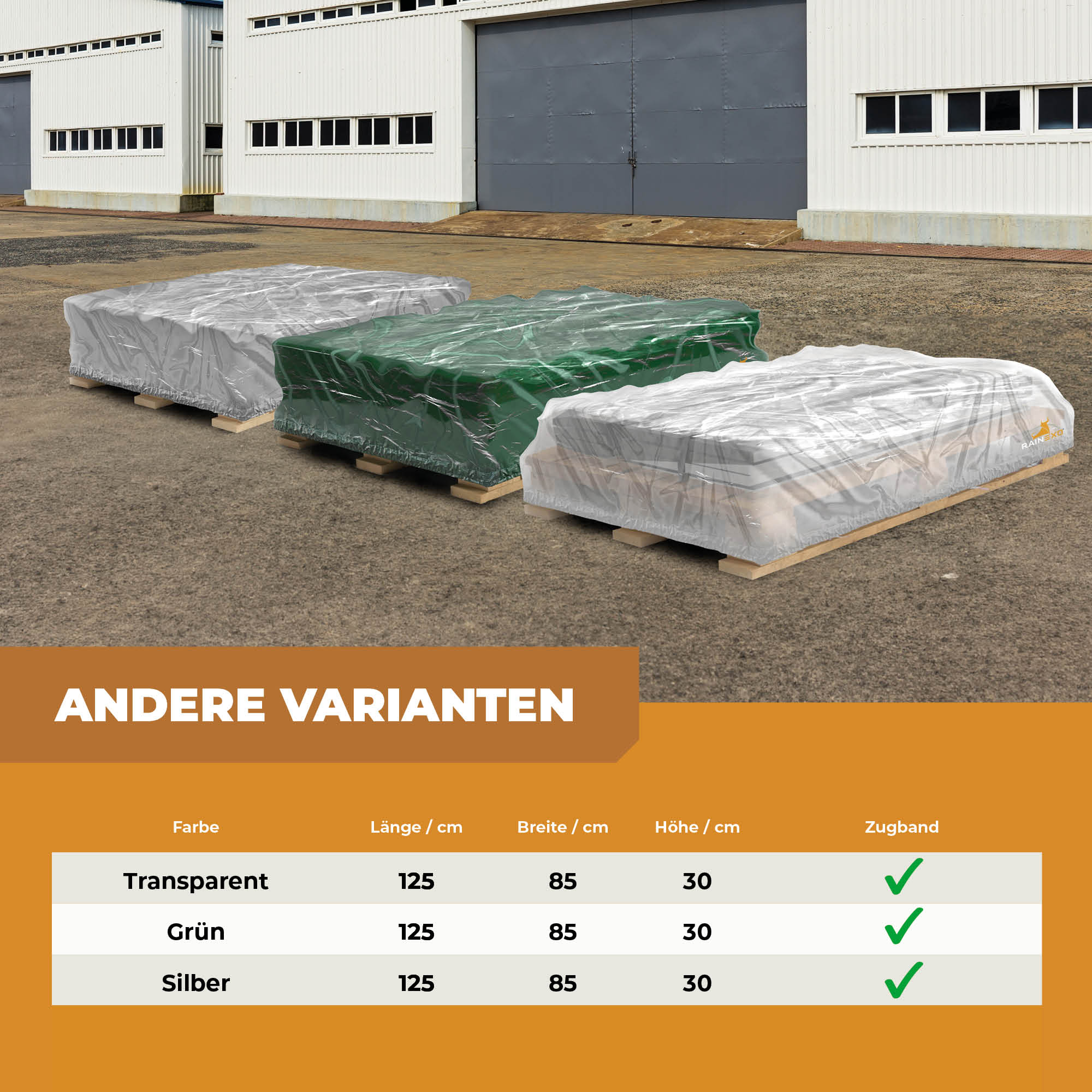 Abdeckplane für Palettenrahmen in Grün 120g/m² 125x85x30cm - BioGreen GmbH