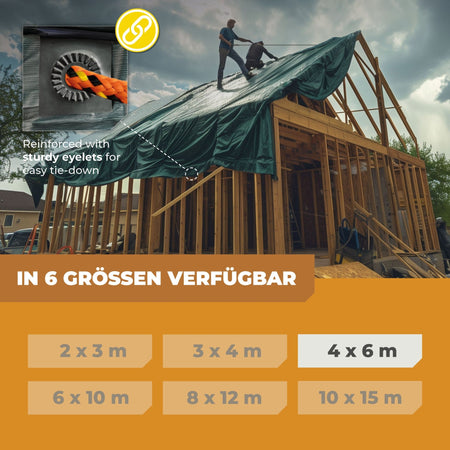 Abdeckplane in Grün 90g/m² 4x6m - BioGreen GmbH