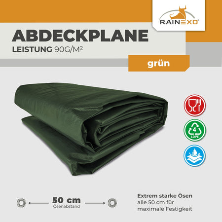 Abdeckplane in Grün 90g/m² 6x10m - BioGreen GmbH