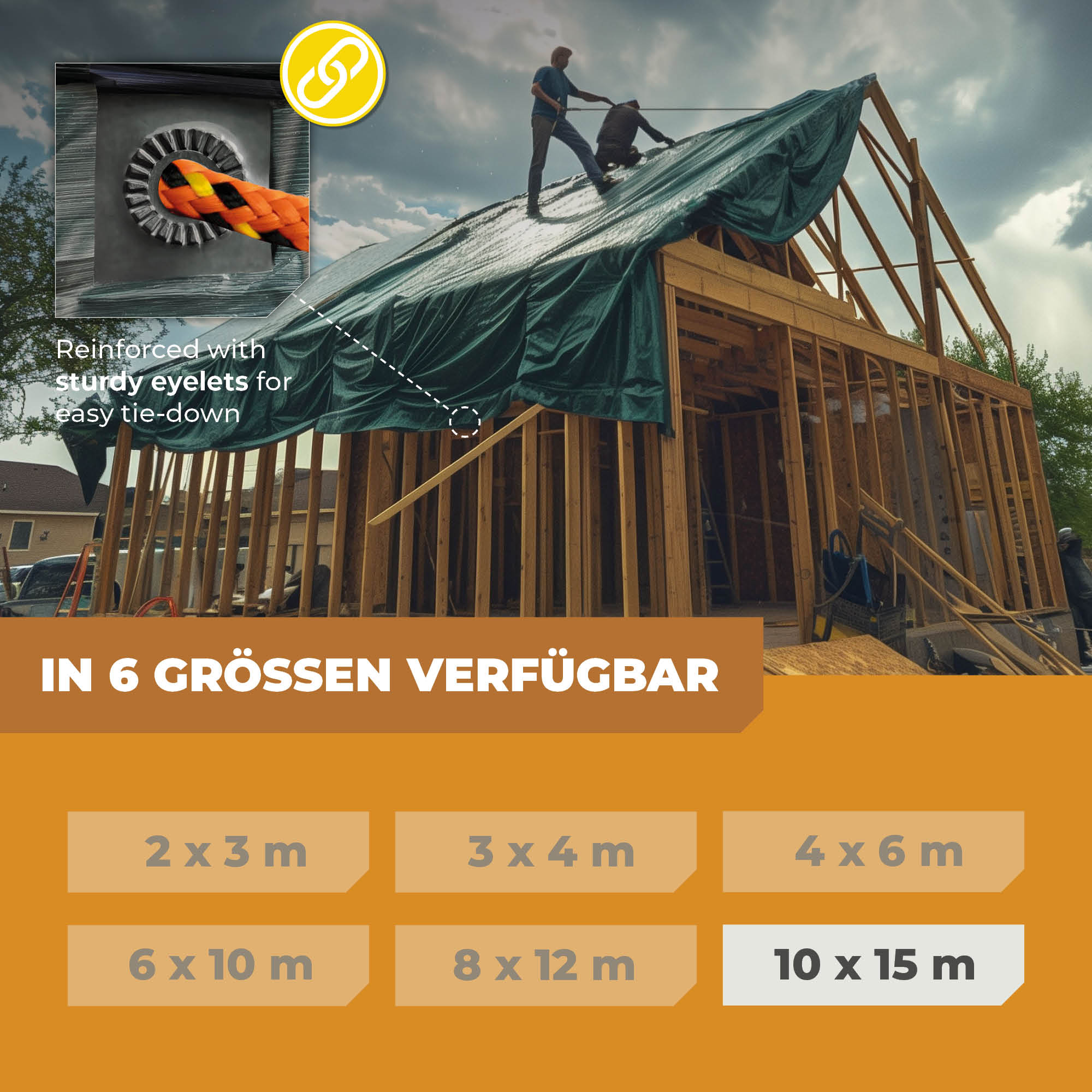 Abdeckplane in Grün/Blau 150g/m² 10x15m "Power" - BioGreen GmbH