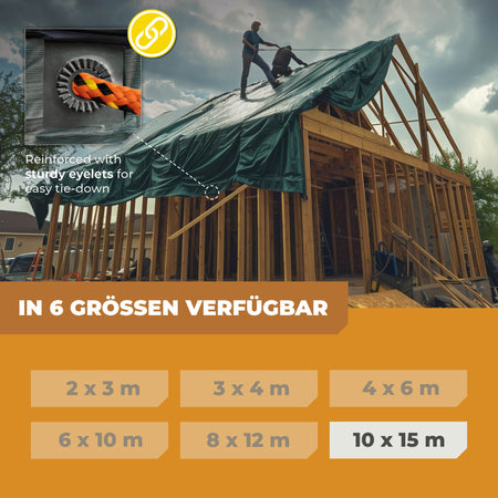 Abdeckplane in Grün/Blau 150g/m² 10x15m "Power" - BioGreen GmbH