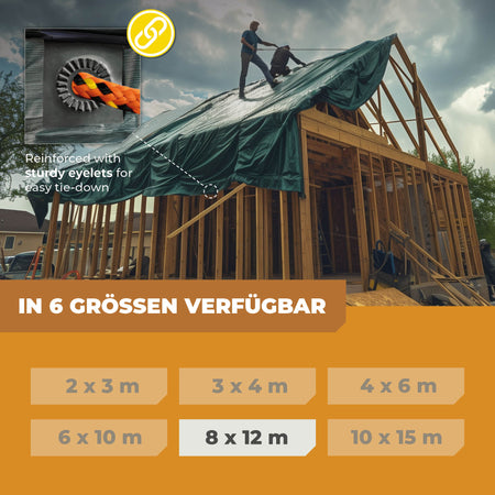 Abdeckplane in Grün/Blau 150g/m² 8x12m "Power" - BioGreen GmbH