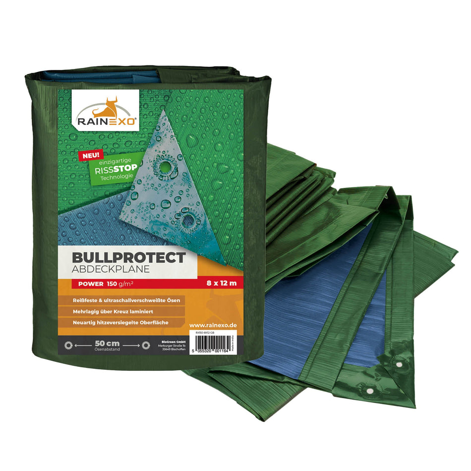 Abdeckplane in Grün/Blau 150g/m² 8x12m "Power" - BioGreen GmbH