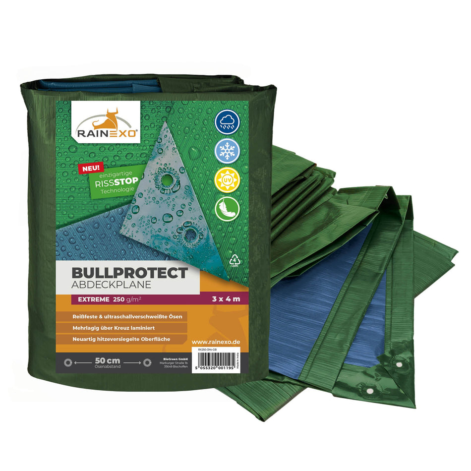 Abdeckplane in Grün/Blau 250g/m² 3x4m "Premium" - BioGreen GmbH