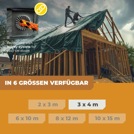 Abdeckplane in Grün/Blau 250g/m² 3x4m "Premium" - BioGreen GmbH