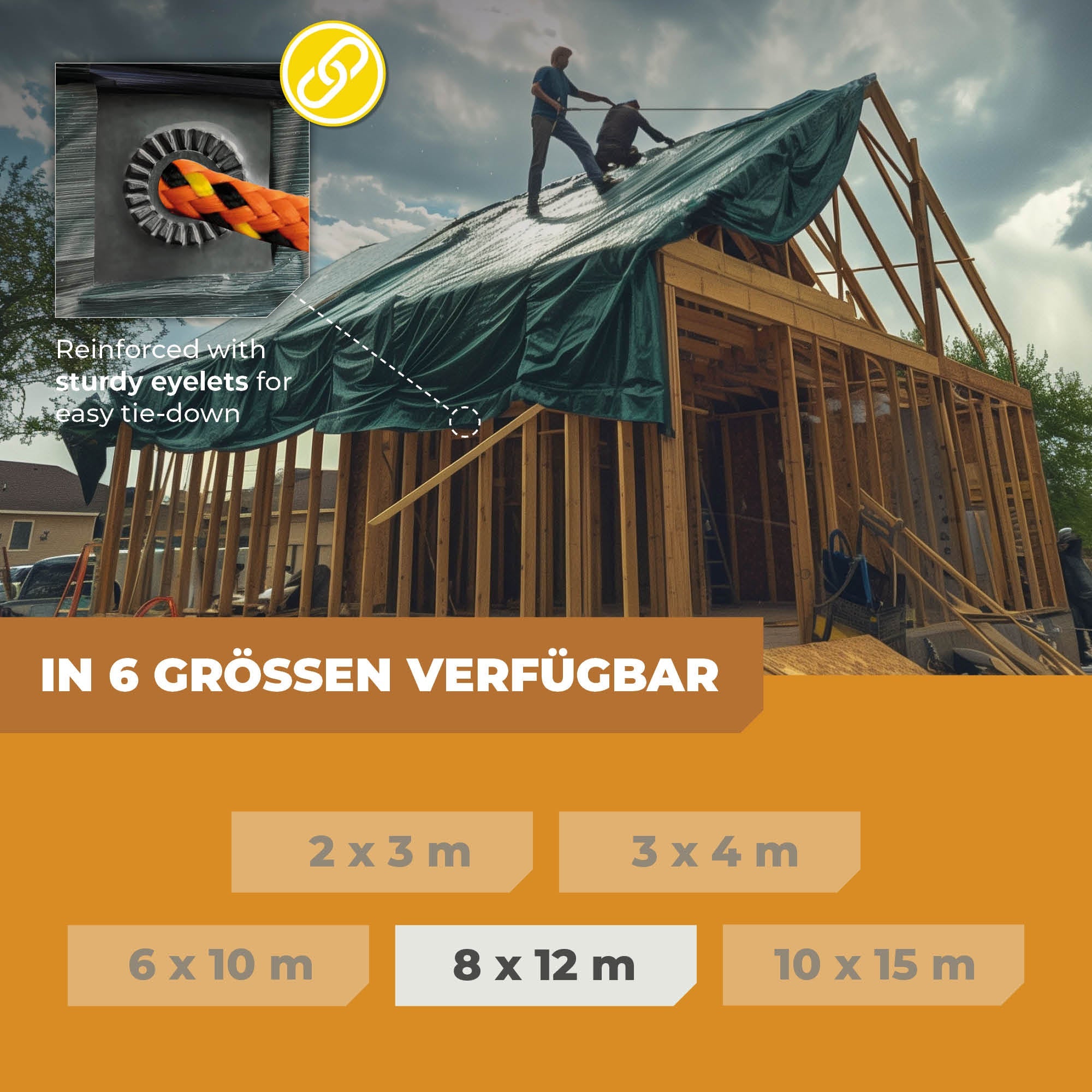 Abdeckplane in Grün/Blau 250g/m² 8x12m "Premium" - BioGreen GmbH