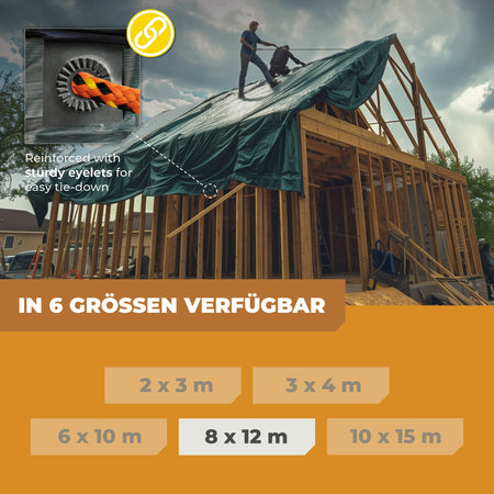 Abdeckplane in Grün/Blau 250g/m² 8x12m "Premium" - BioGreen GmbH