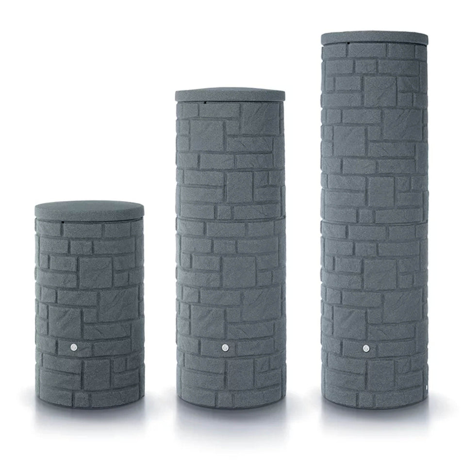 Regentonne ARCADO, vers. Größen & Farben, runde Mauersteinoptik