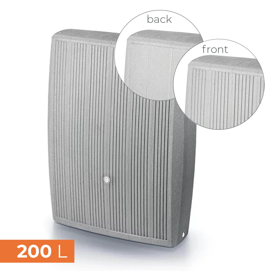 Regentonne CONCRETE 200 L, Grau, schlankes Design für schmale Gänge & Balkone