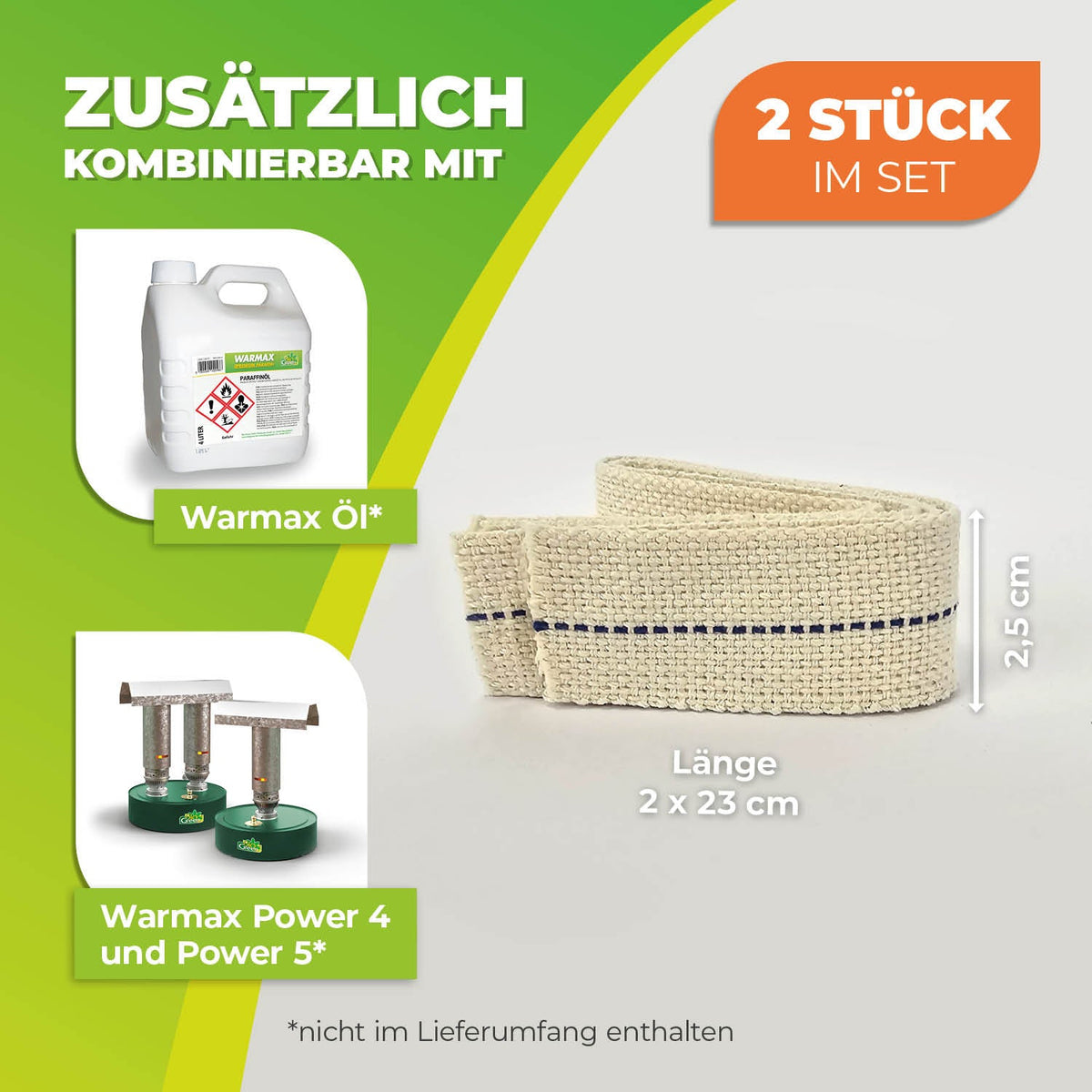 Ersatzdocht für Paraffin Gewächshausheizung "Warmax Power 4 & 5" (2 Stk.) - BioGreen GmbH