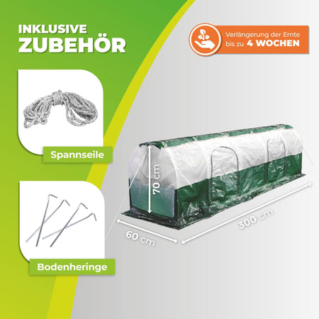 Folientunnel "SuperDome" L 300cm mit extra starke 90g/m² Gewächshausfolie - BioGreen GmbH