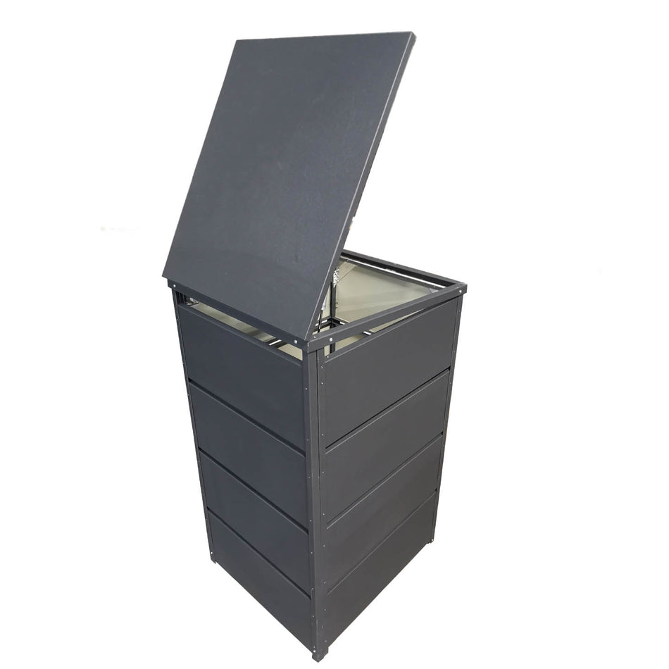Mülltonnenbox 2er aus Metall, Hochwertig & Rostfrei, Anthrazit, Grifflos 120 - 240 L