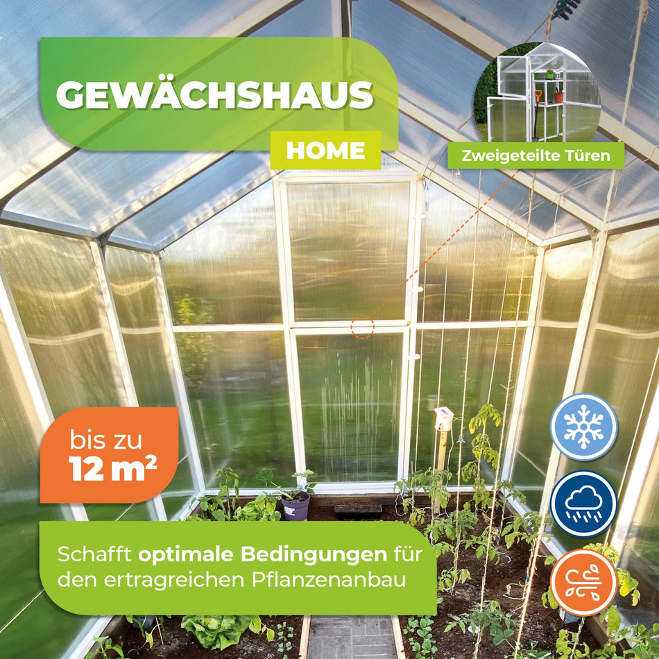 Gewächshaus "Home" mit robustem PVC und Metallgestell in 4 Größen erhältlich - BioGreen GmbH