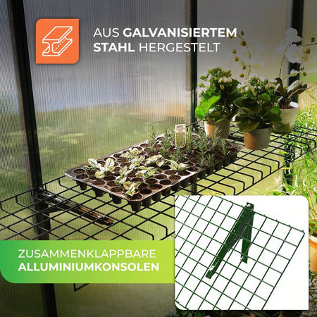 Gewächshaus Regal "Bruno" aus galvanisiertem Stahl 40 x 120 cm - BioGreen GmbH