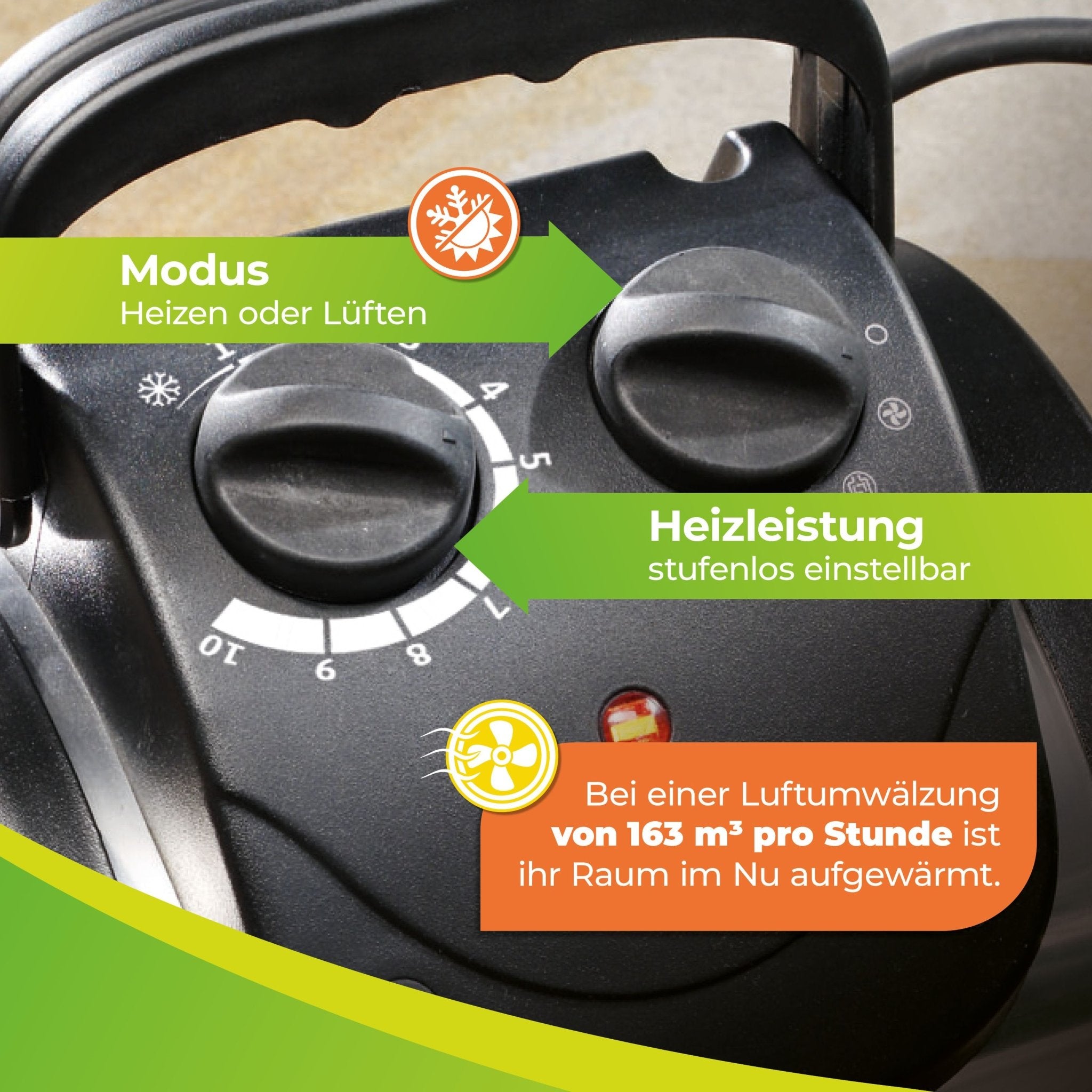 Gewächshausheizung "Palma" mit manuellem Thermostat 2000 W - BioGreen GmbH