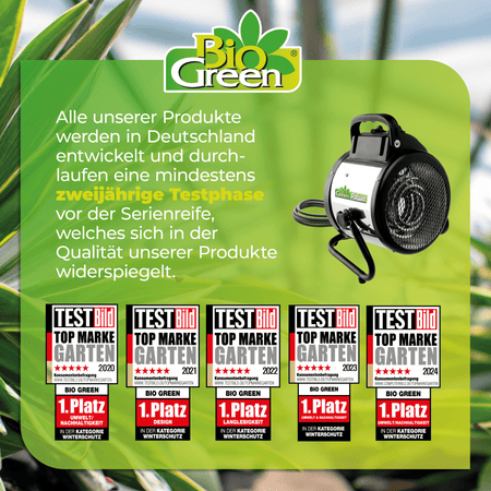 Gewächshausheizung "Palma" mit manuellem Thermostat 2000 W - BioGreen GmbH