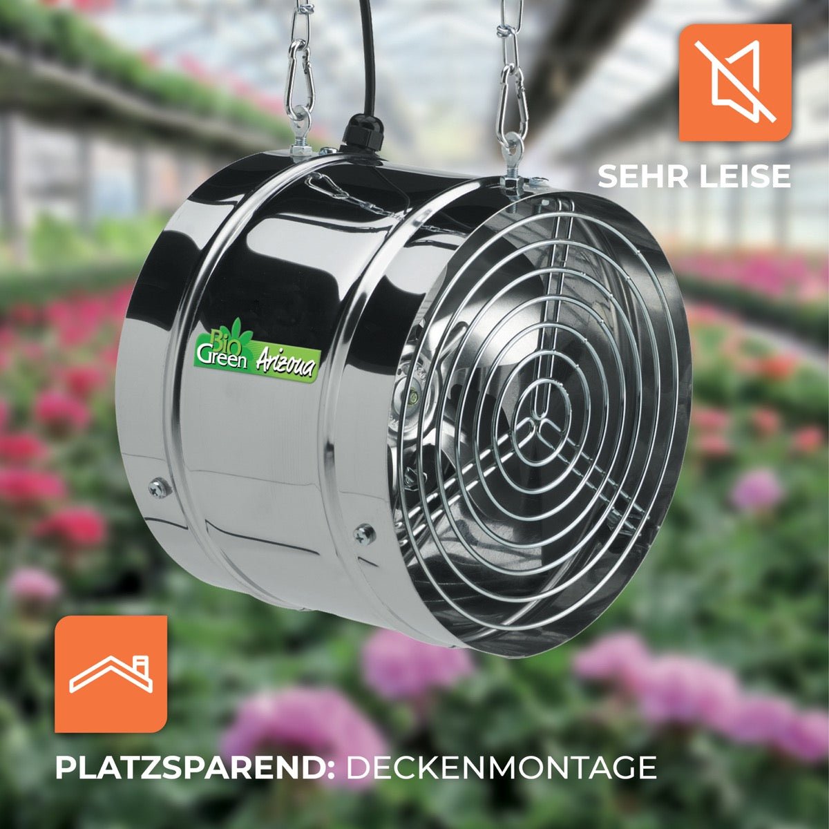 Gewächshausventilator Arizona mit 31 Watt und 420 m³/h Luftumwälzung - BioGreen GmbH