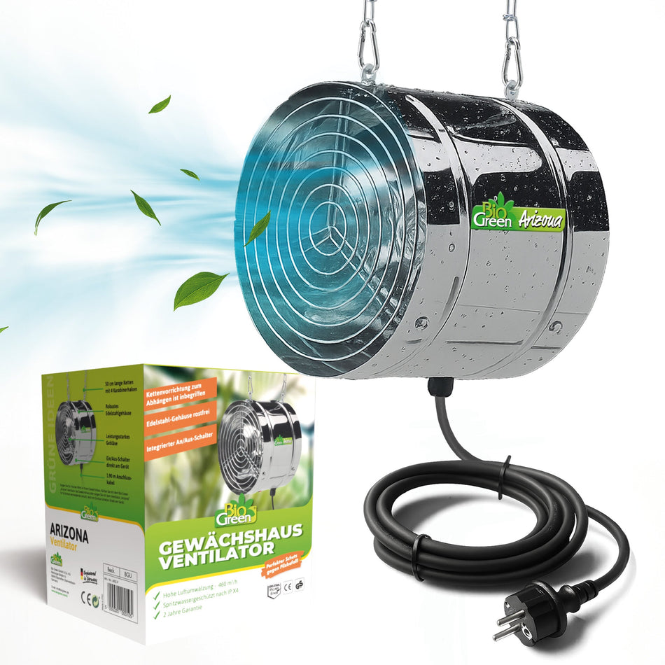 Gewächshausventilator Arizona mit 31 Watt und 420 m³/h Luftumwälzung - BioGreen GmbH