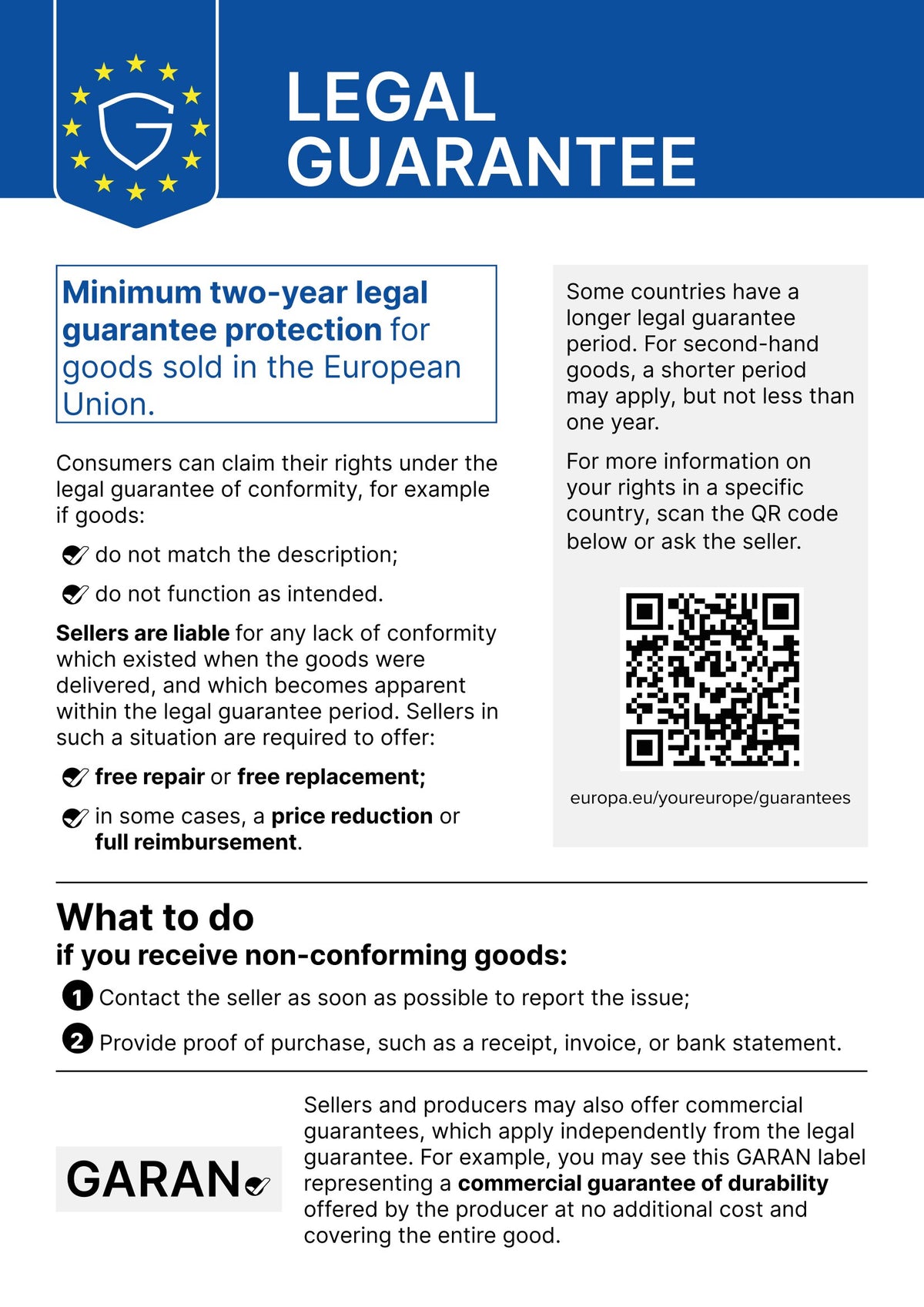 EU notice on the legal guarantee