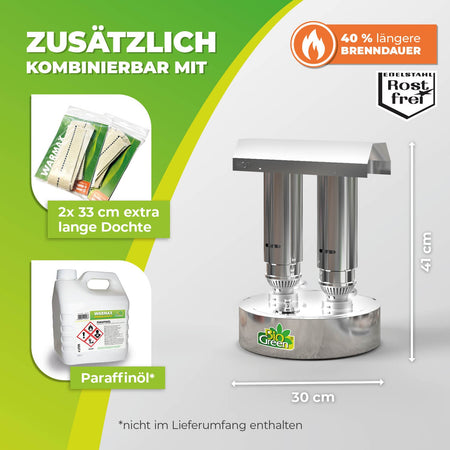 Paraffin Gewächshausheizung "Warmax Power 5" aus Edelstahl 600 Watt - BioGreen GmbH