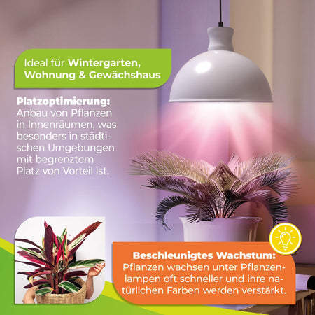Pflanzenlampe "FLORABOOSTER 500" mit 6,5 Watt und weißem Vollspektrum LED - BioGreen GmbH