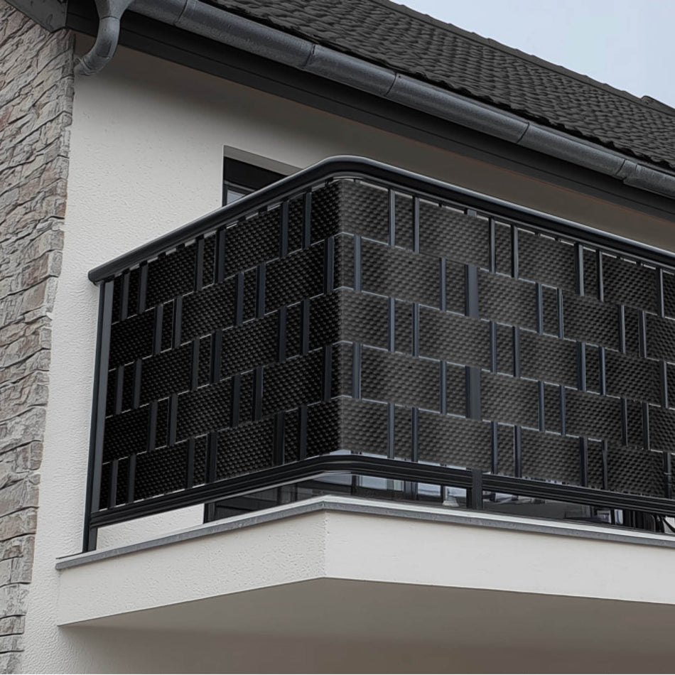 Sichtschutzstreifen Rattan-Optik für Doppelstabmattenzaun, 255 cm Blickdicht aus Polyrattan, Grün