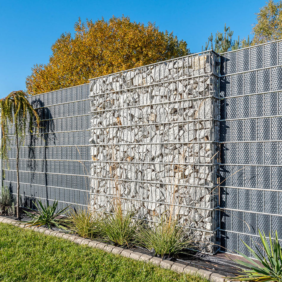 Sichtschutzstreifen Rattan-Optik für Doppelstabmattenzaun, 255 cm Blickdicht aus Polyrattan, Honig