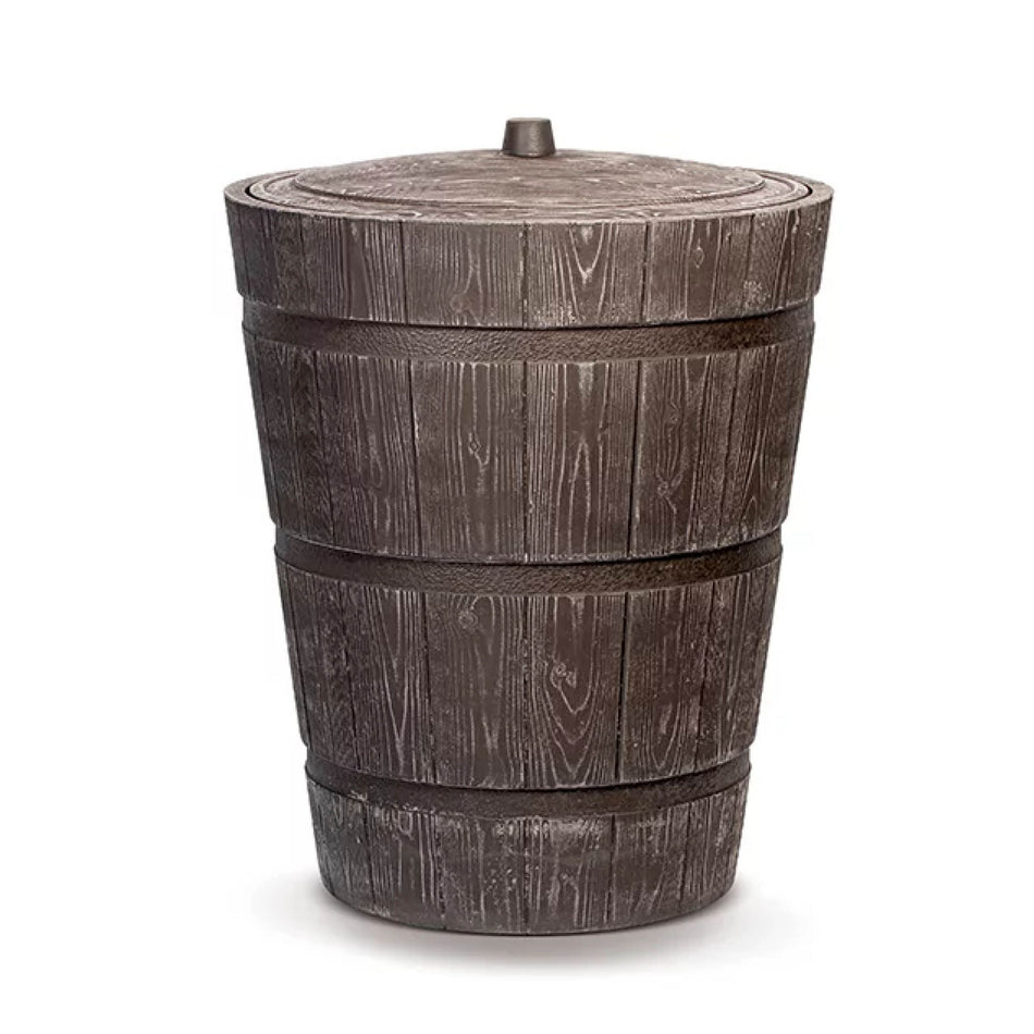 Regentonne RUSTICO 275 L,Eimer mit Deckel in Holzbrett-Struktur