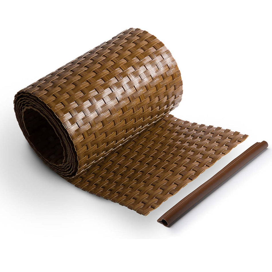 Sichtschutzstreifen Rattan-Optik für Doppelstabmattenzaun, 255 cm Blickdicht aus Polyrattan, Honig