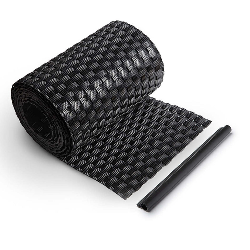Sichtschutzstreifen Rattan-Optik für Doppelstabmattenzaun, 255 cm Blickdicht aus Polyrattan, Schwarz