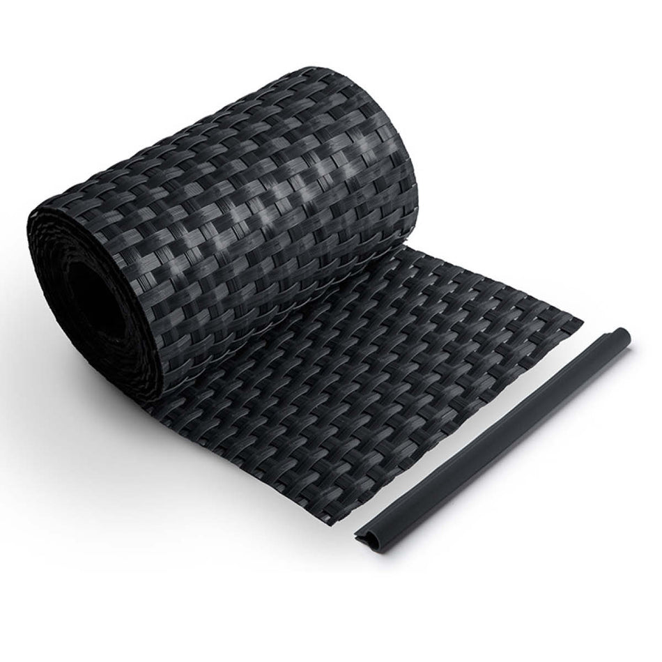 Sichtschutzstreifen Rattan-Optik für Doppelstabmattenzaun, 255 cm Blickdicht aus Polyrattan, Anthrazit