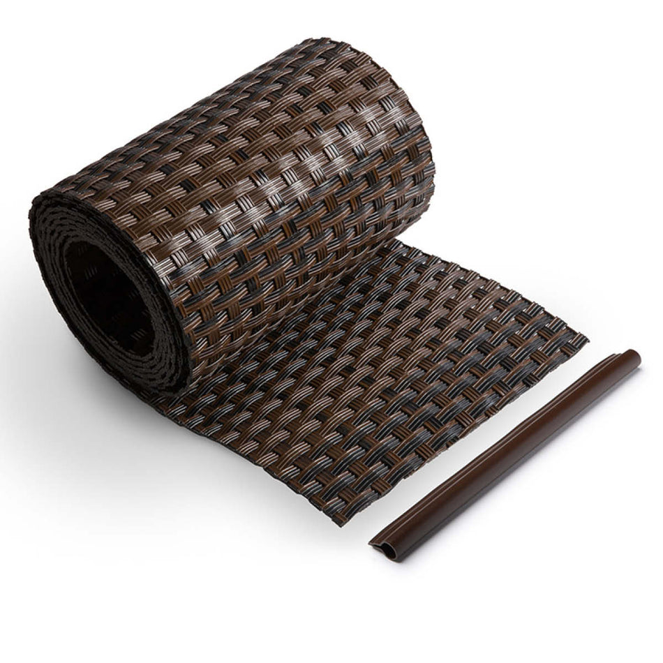 Sichtschutzstreifen Rattan-Optik für Doppelstabmattenzaun, 255 cm Blickdicht aus Polyrattan, Braun-Schwarz
