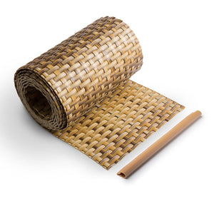 Sichtschutzstreifen Rattan-Optik für Doppelstabmattenzaun, 255 cm Blickdicht aus Polyrattan, Stroh