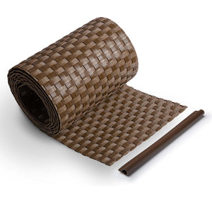 Sichtschutzstreifen Rattan-Optik für Doppelstabmattenzaun, 255 cm Blickdicht aus Polyrattan, Braun