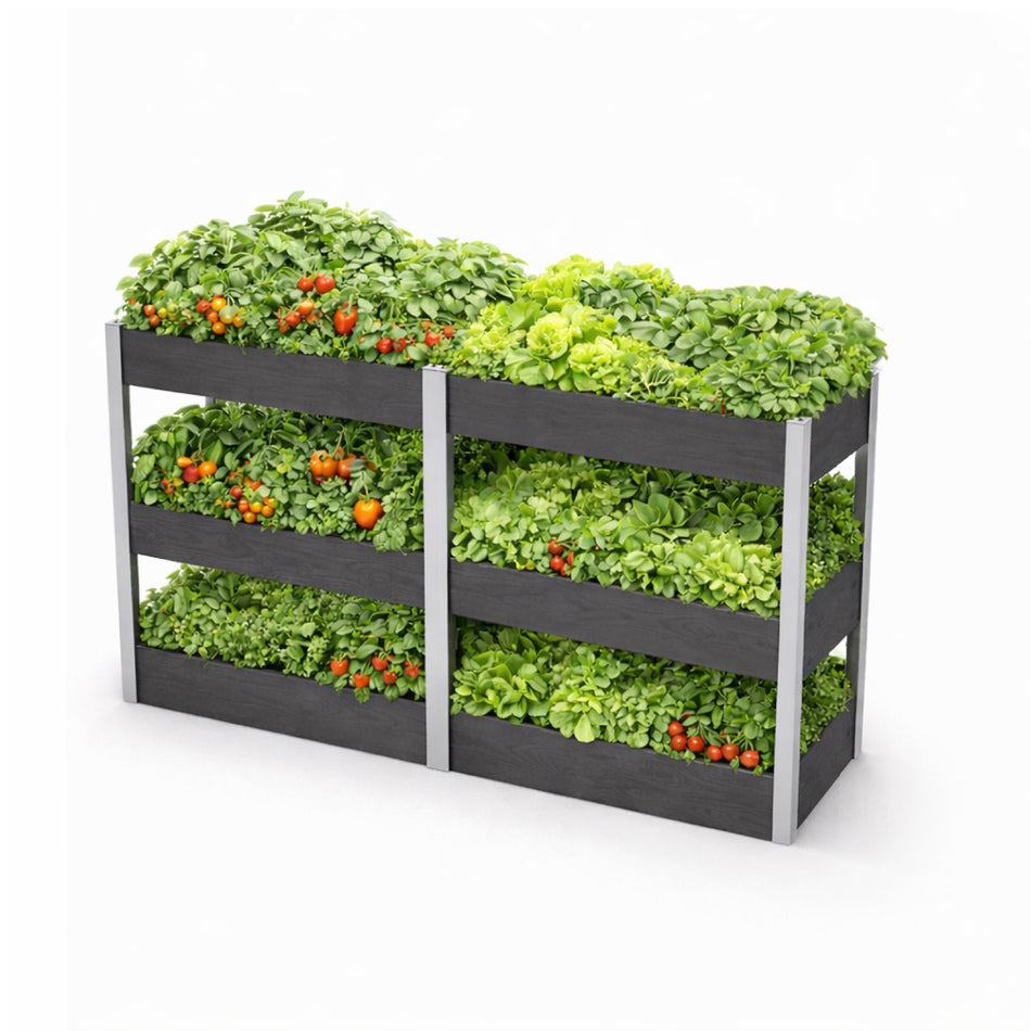 SkyGarden - 3-stufiges Pflanzregal / Blumenkasten – 2er Set aus WPC